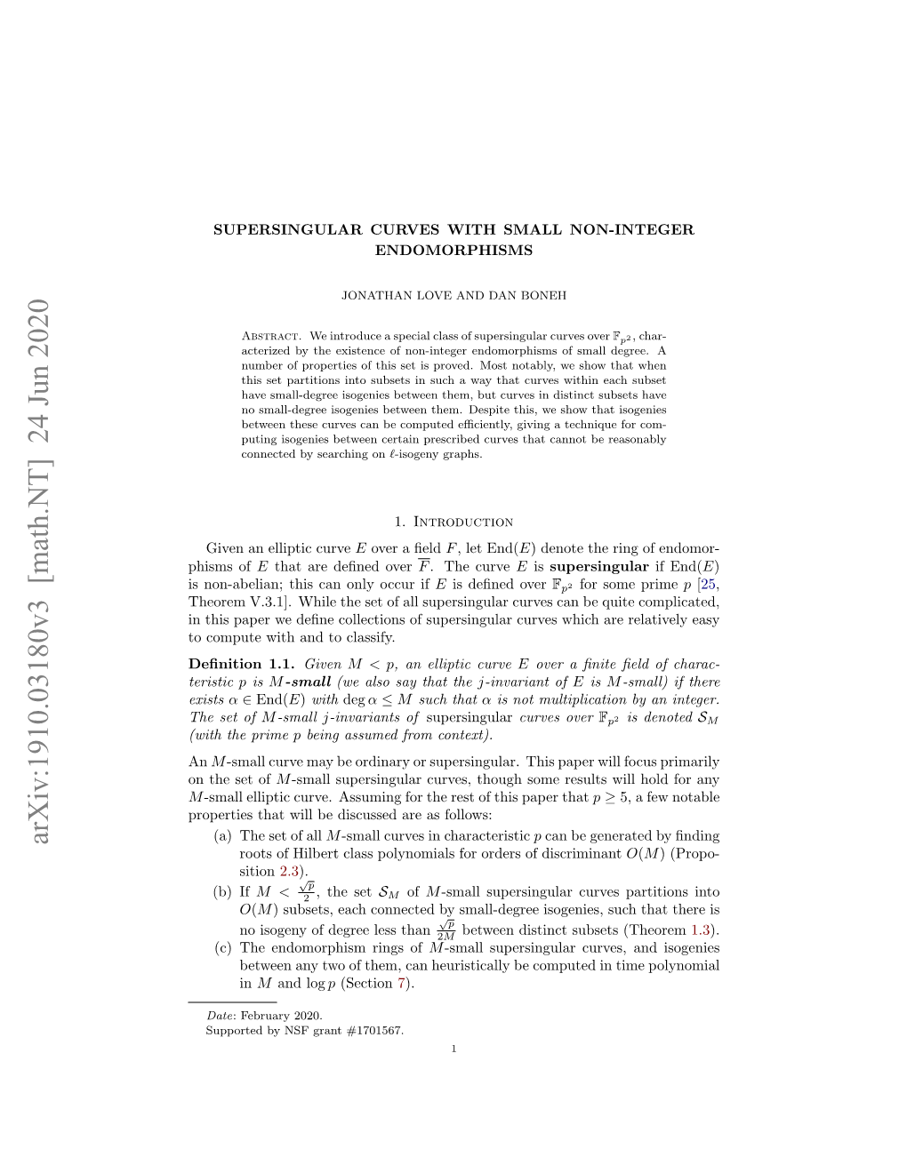 Supersingular Curves with Small Non-Integer Endomorphisms