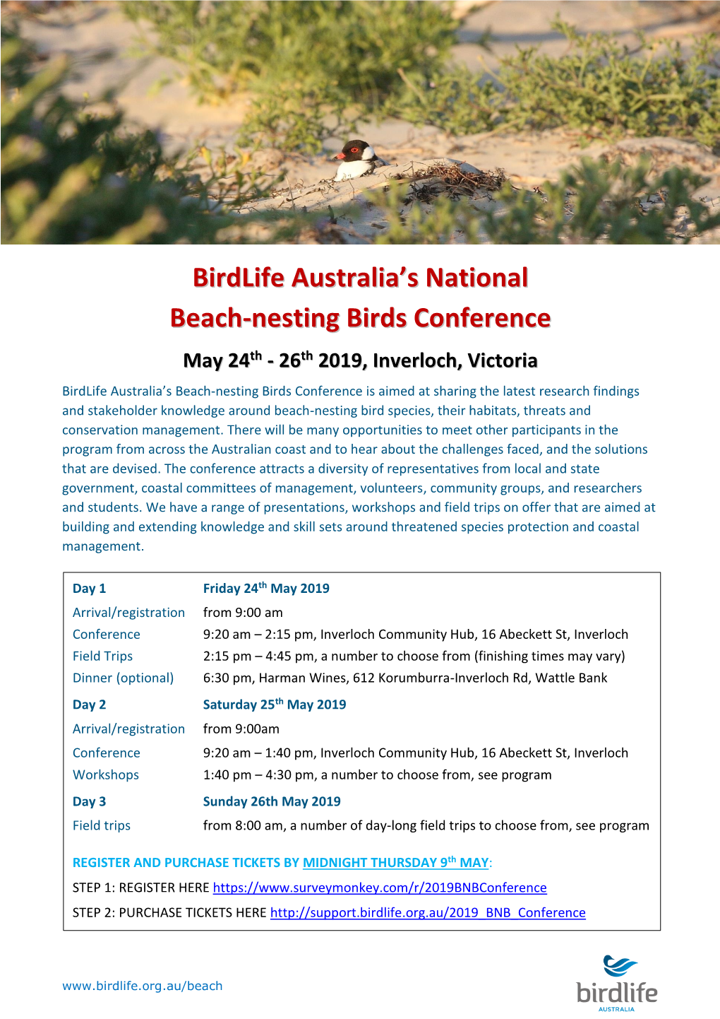 2019 Beach-Nesting Birds Conference Program With