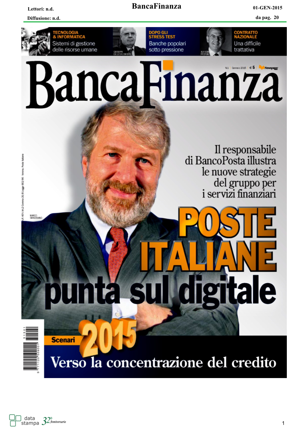 Bancafinanza 01-GEN-2015 Diffusione: N.D