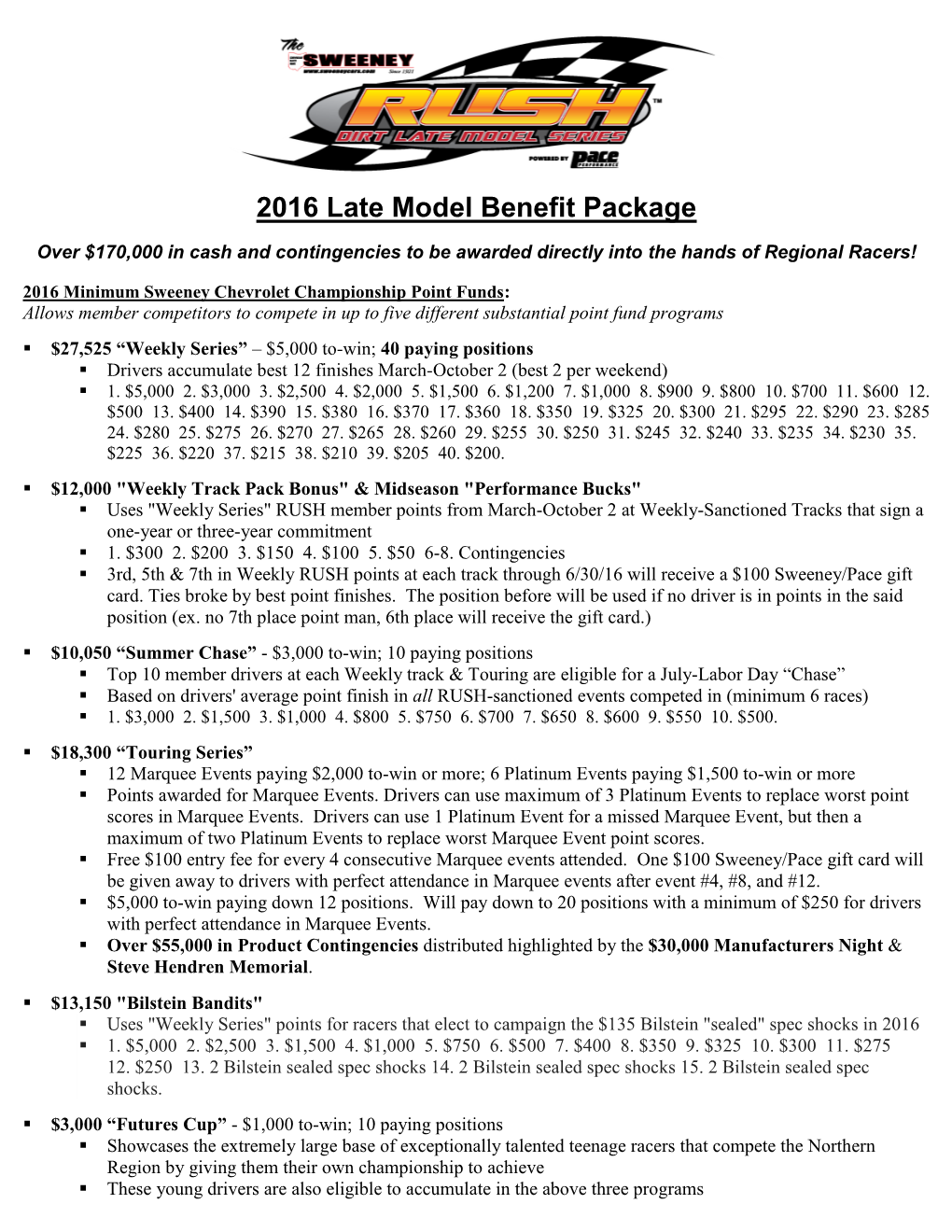 2016 Late Model Benefit Package
