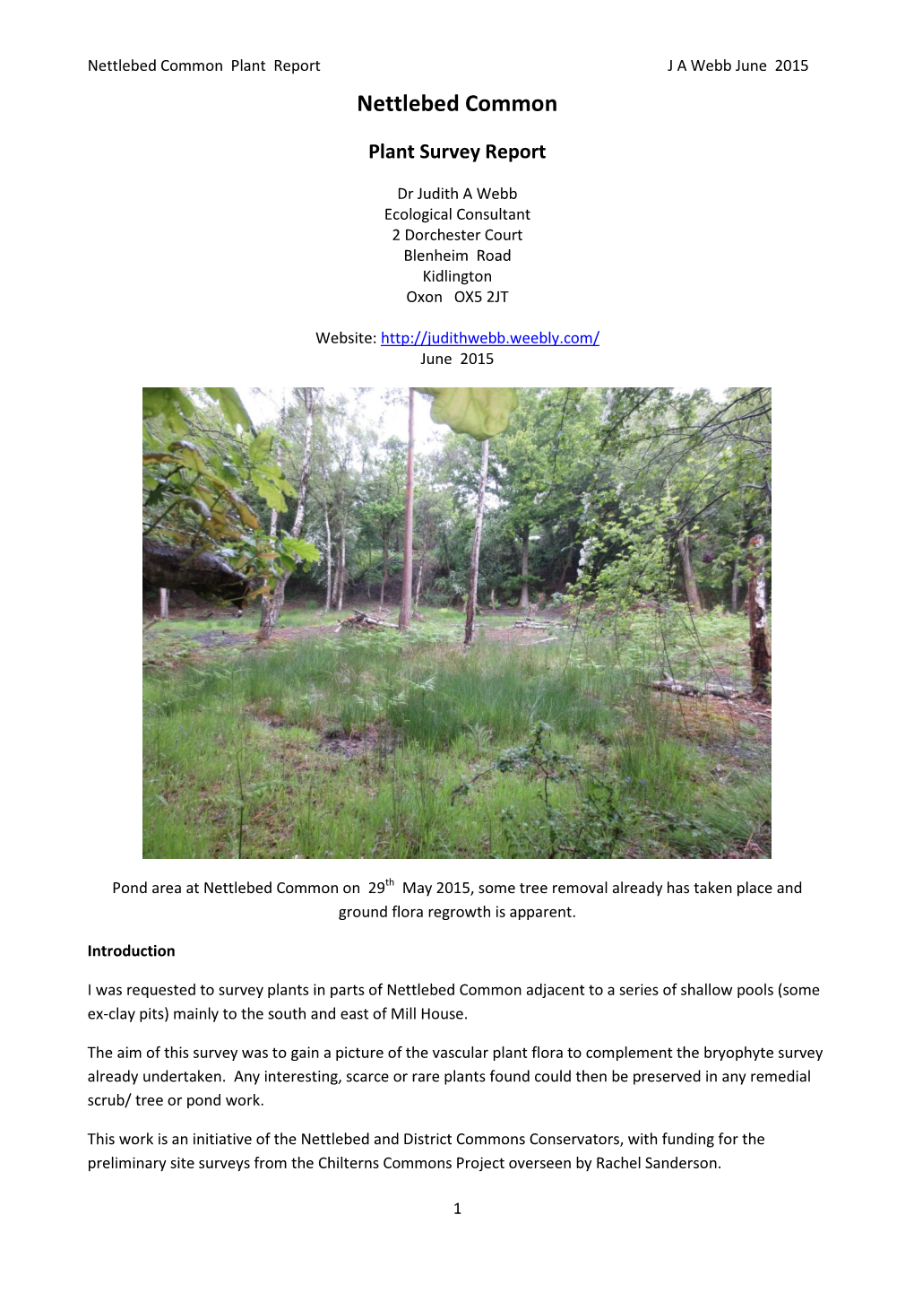 Nettlebed Common Plant Report J a Webb June 2015 Nettlebed Common