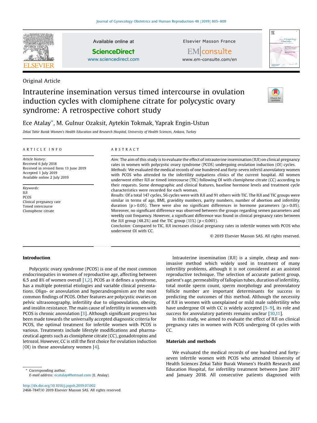 Intrauterine Insemination Versus Timed Intercourse in Ovulation Induction