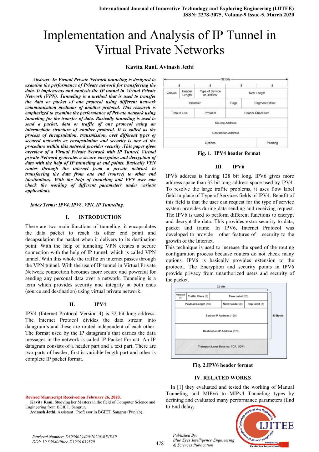 Implementation and Analysis of IP Tunnel in Virtual Private Networks