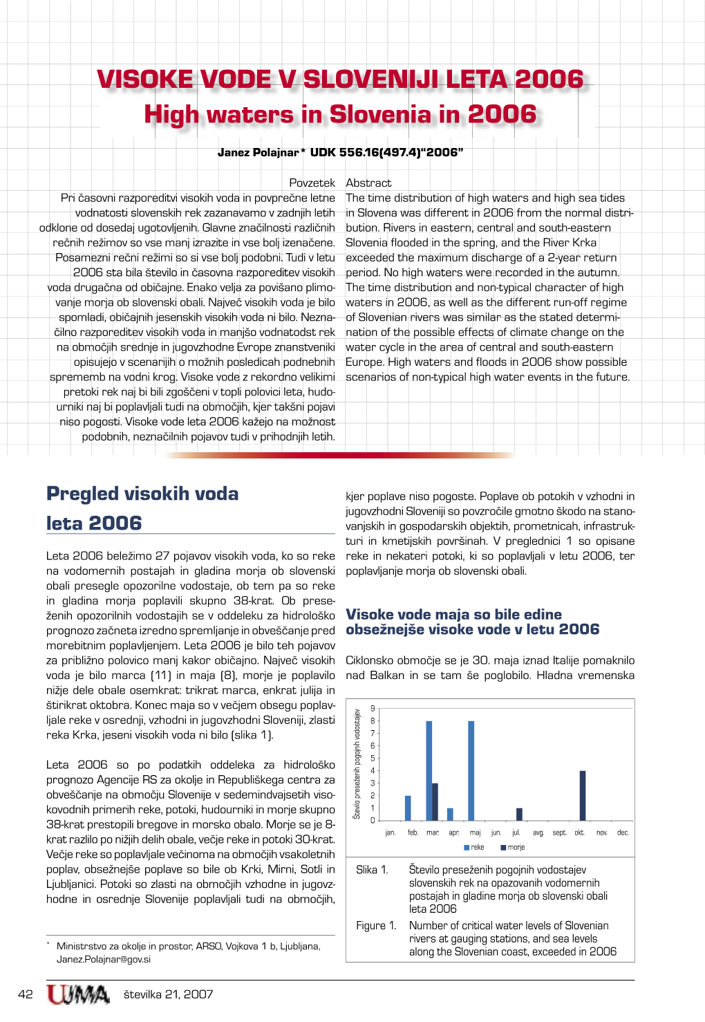 VISOKE VODE V SLOVENIJI LETA 2006 High Waters in Slovenia in 2006