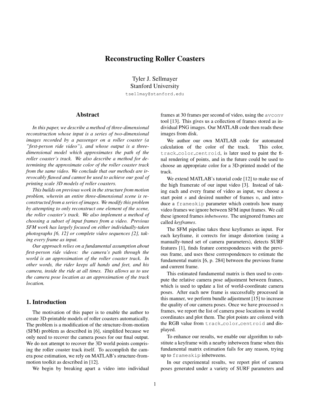 Reconstructing Roller Coasters