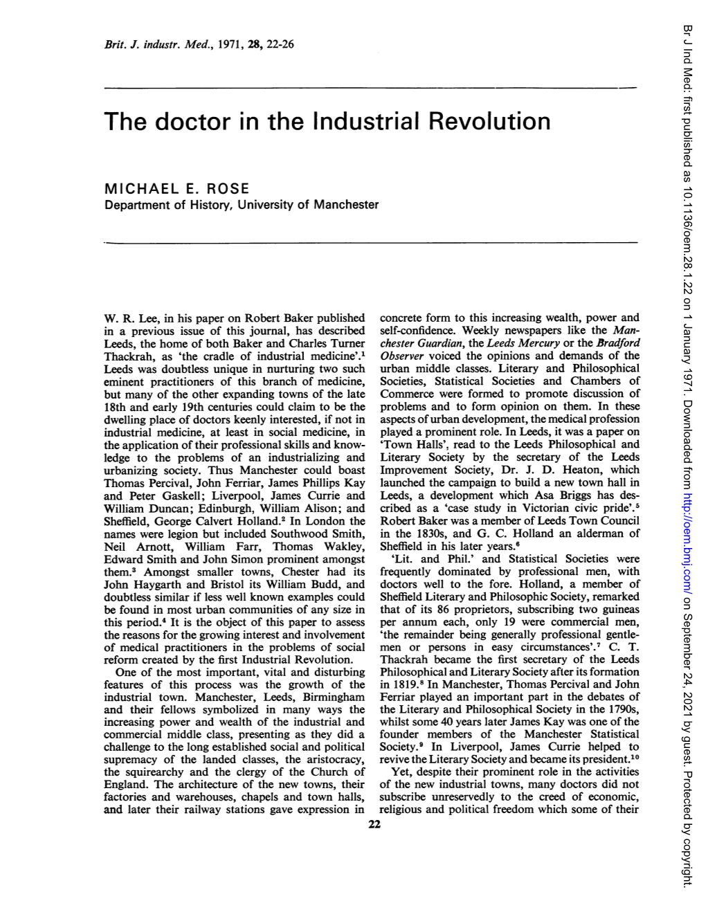 The Doctor in the Industrial Revolution