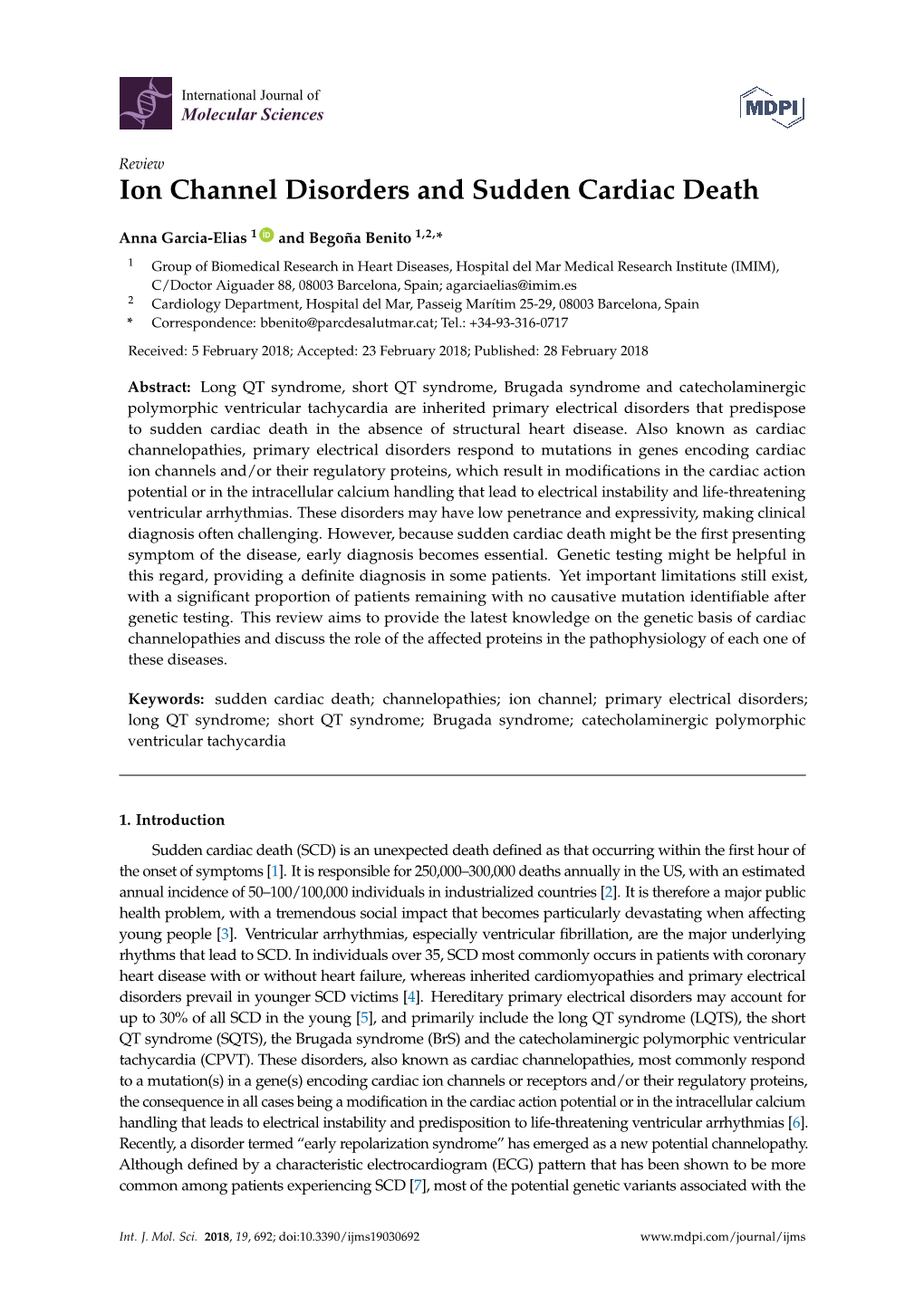 Ion Channel Disorders and Sudden Cardiac Death