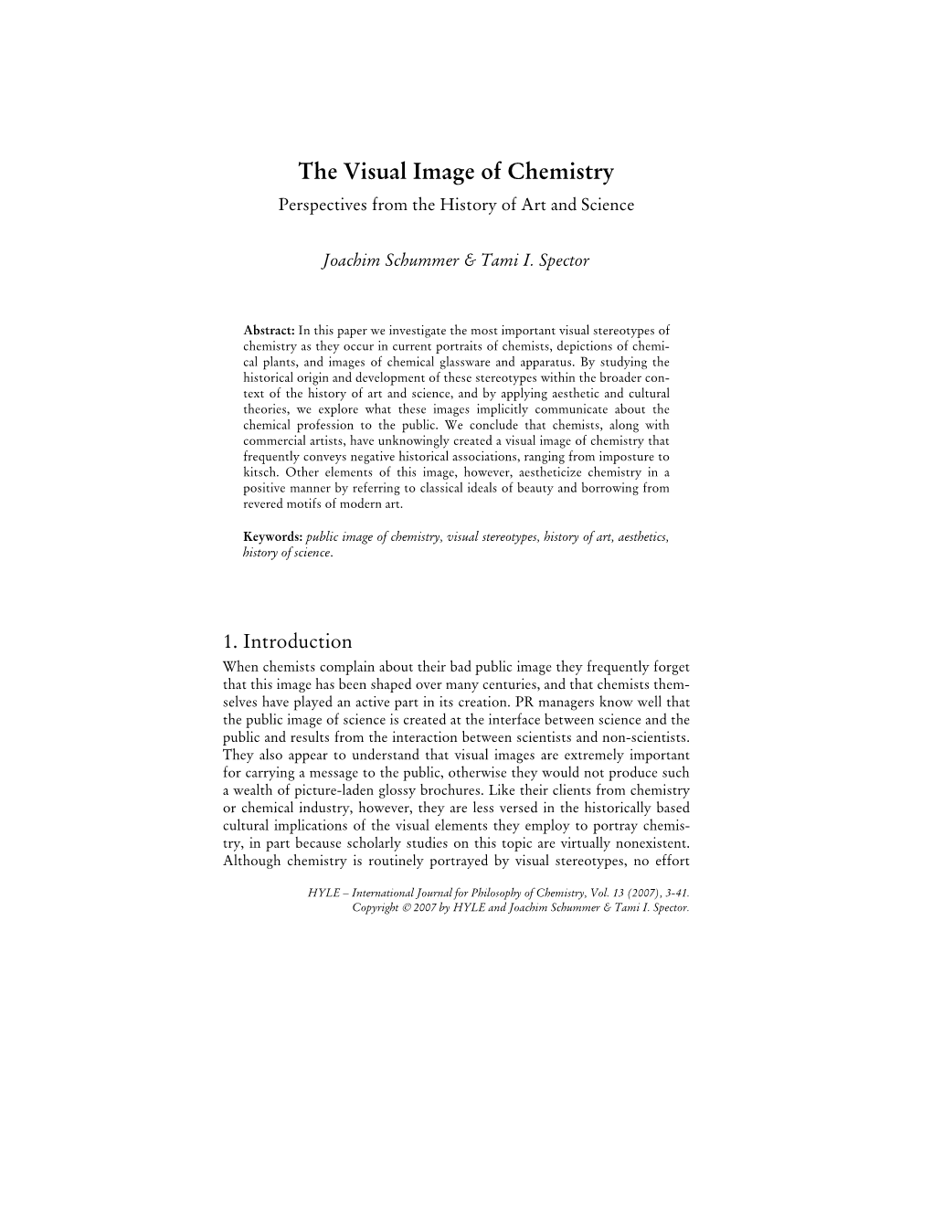 The Visual Image of Chemistry: Perspectives from the History of Art