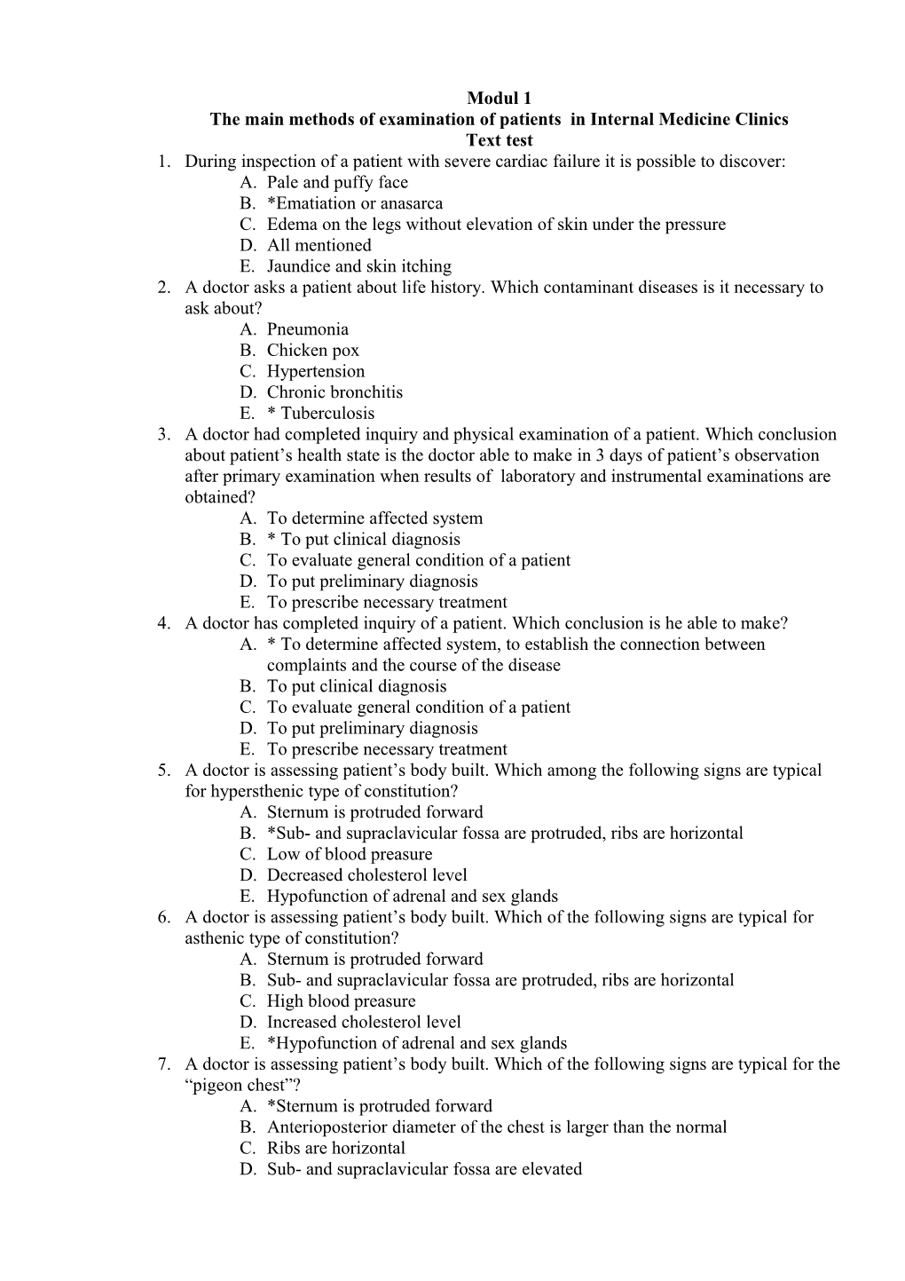 The Main Methods of Examination of Patients in Internal Medicine Clinics