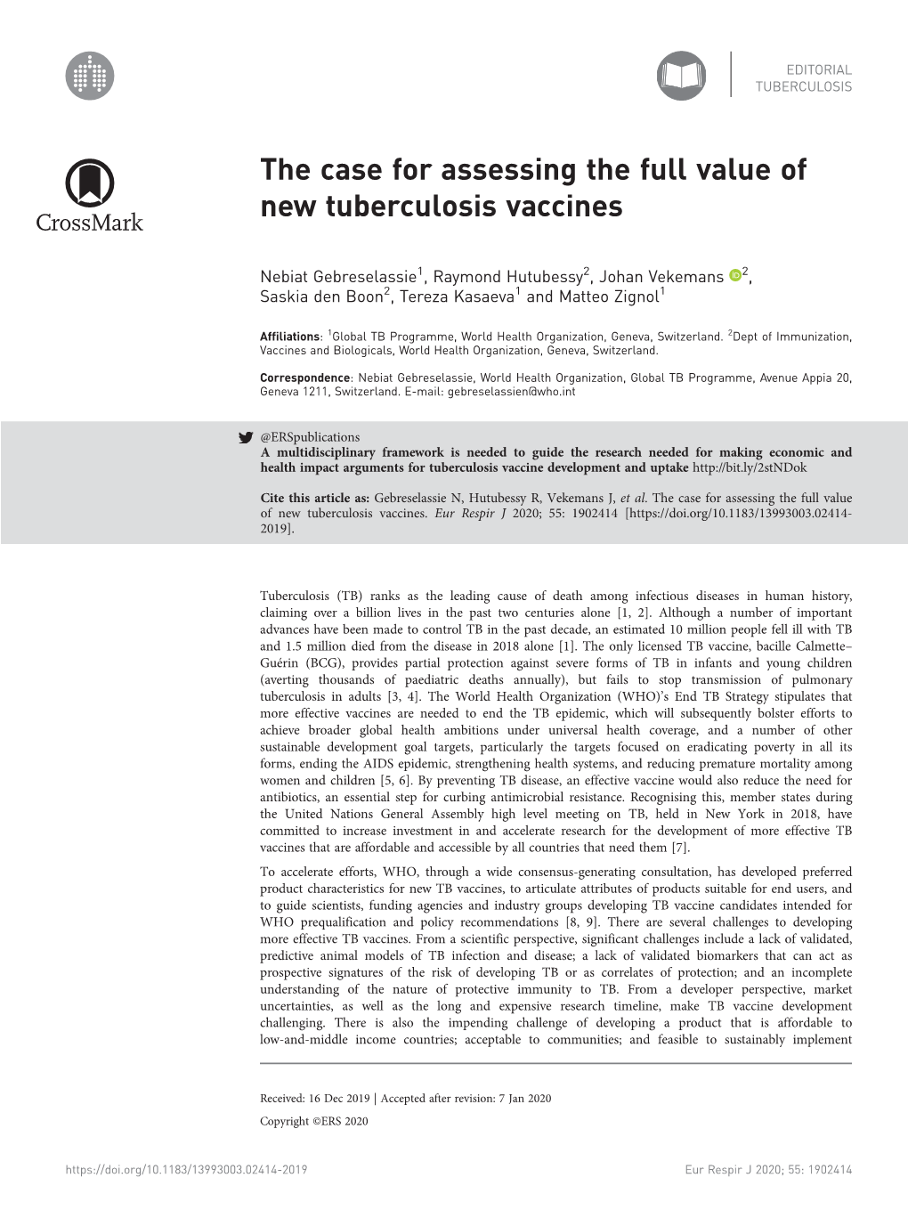 The Case for Assessing the Full Value of New Tuberculosis Vaccines