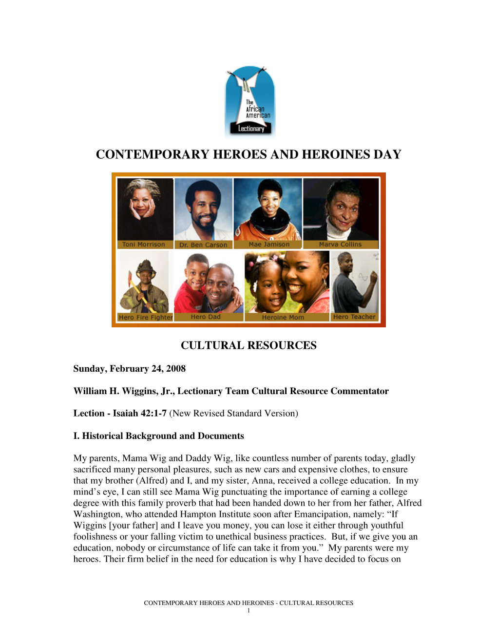 Contemporary Heroes and Heroines Day