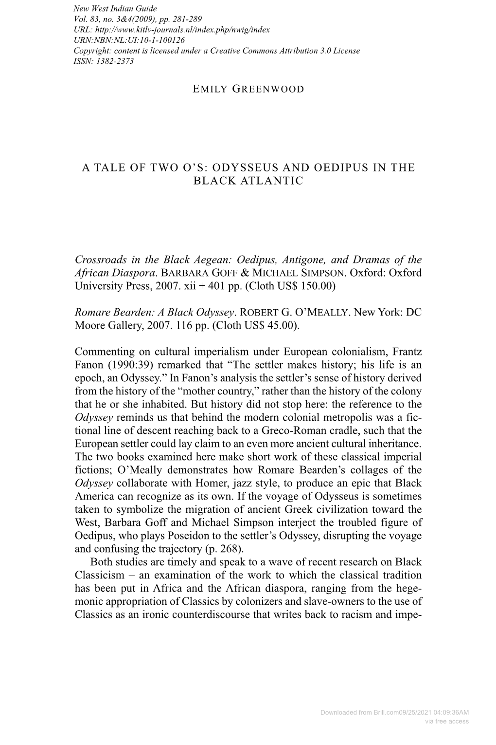 Oedipus, Antigone, and Dramas of the African Diaspora