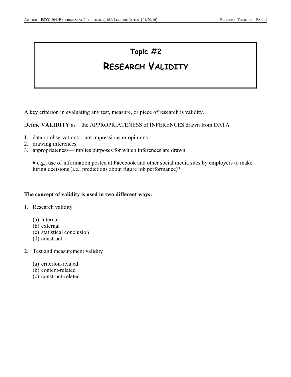 Research Validity—Page 1