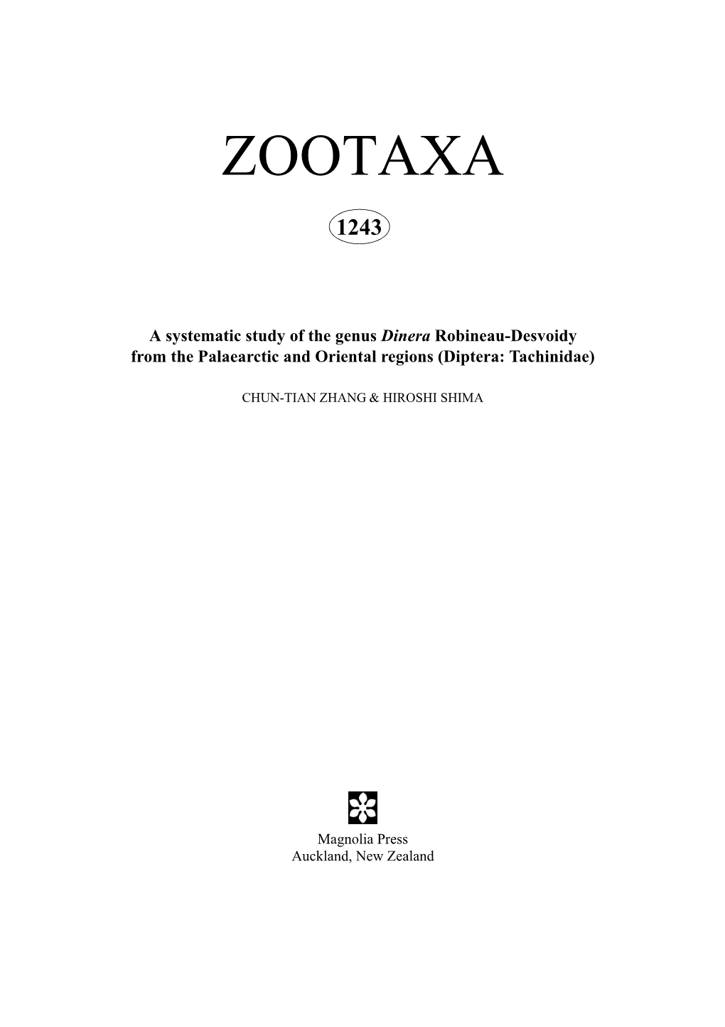 Zootaxa, Dinera (Diptera: Tachinidae)