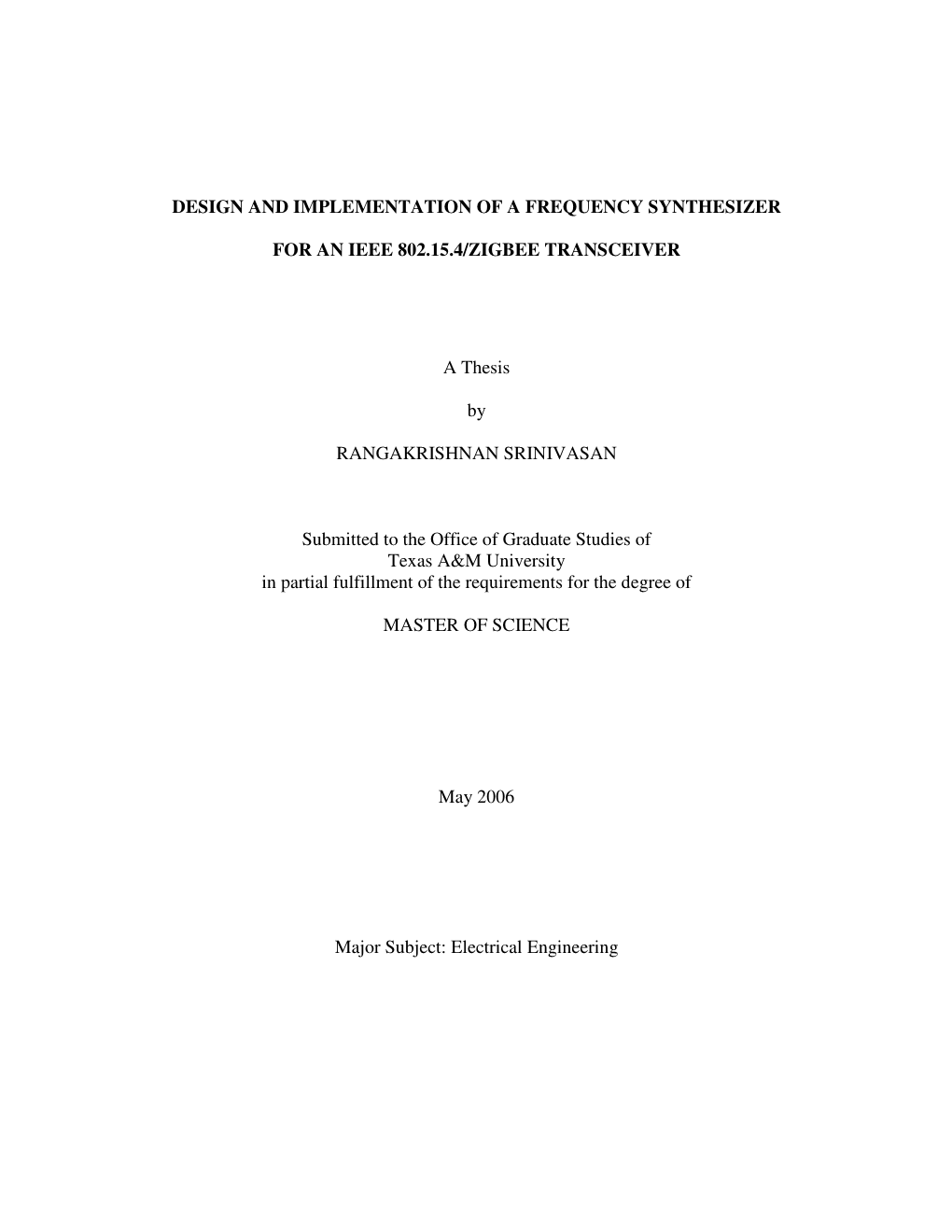 Design and Implementation of a Frequency Synthesizer