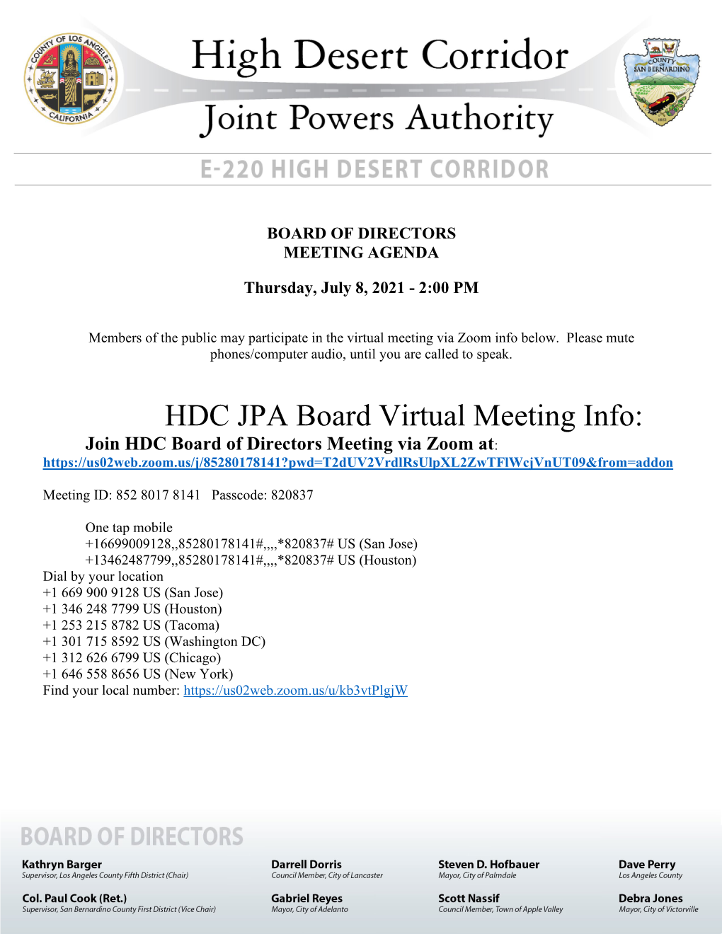HDC July 8 2021 Agenda and Reports Packet