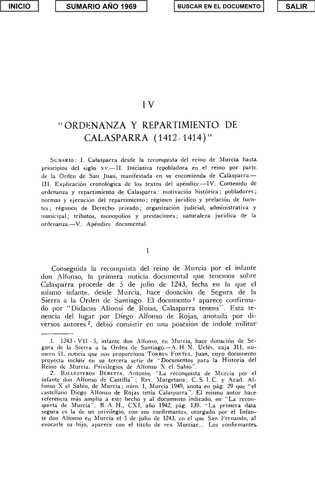 Ordenanza Y Repartimiento De Calasparra (1412-1414)