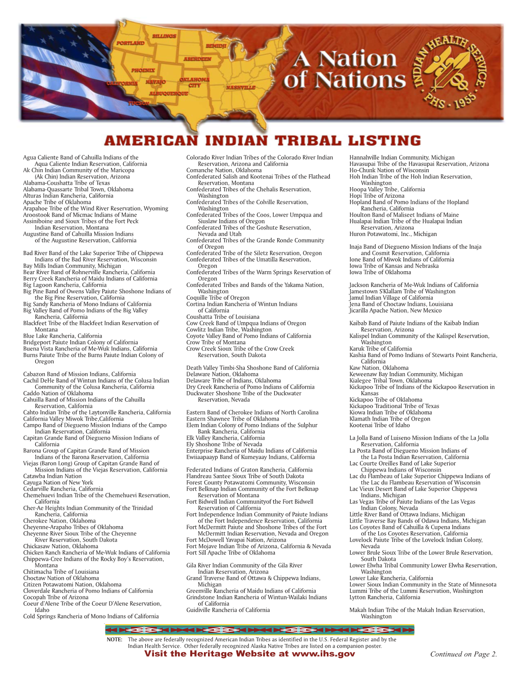 A Nation of Nations, American Indian/Alaska Native Tribal Listing