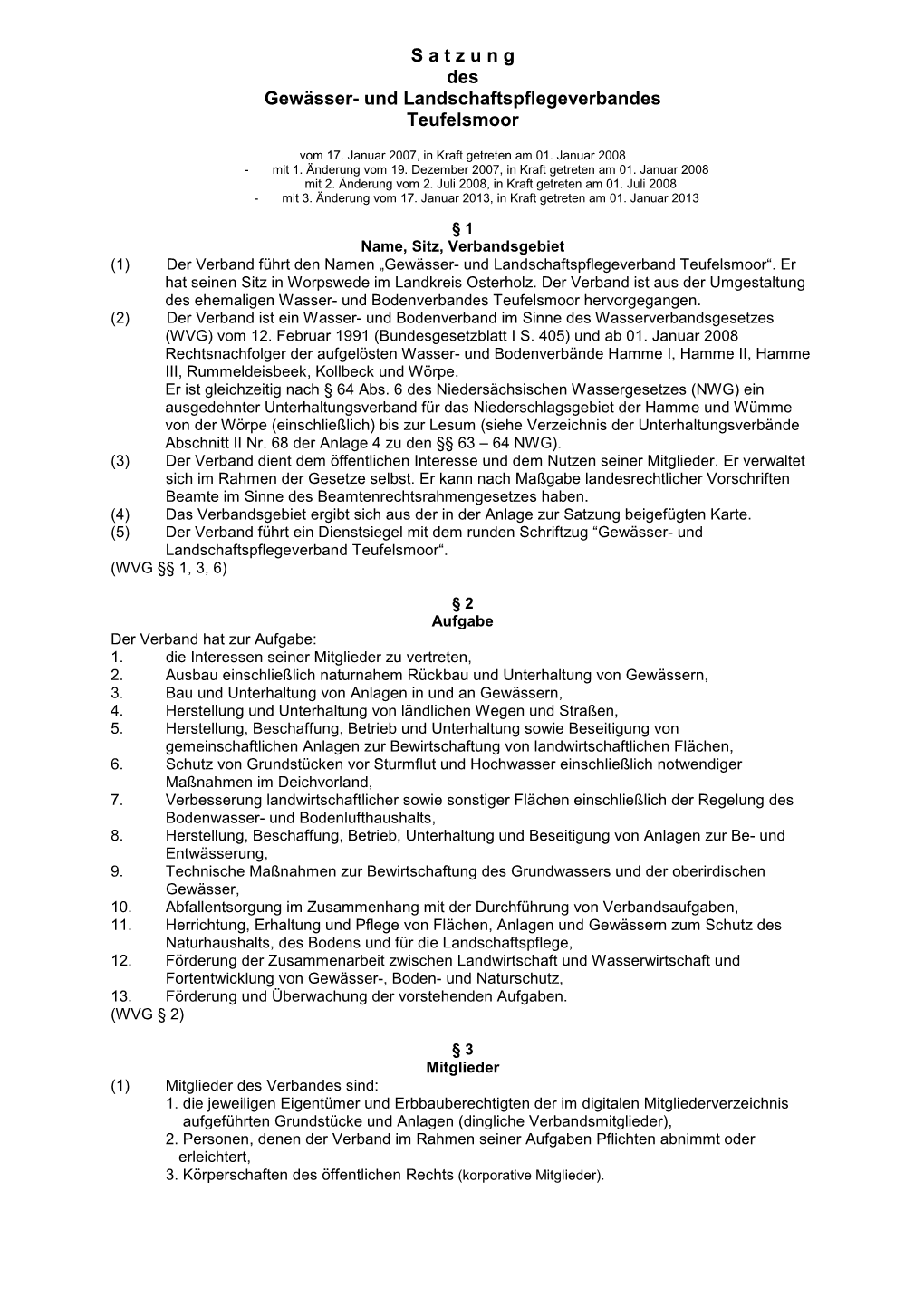 Satzung GLV 2008 Mit 3. Änderung Ab 01.01.2013