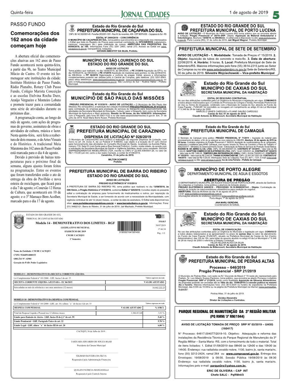 Aviso De Licitacao Jornal Cidades Tp 15-2019