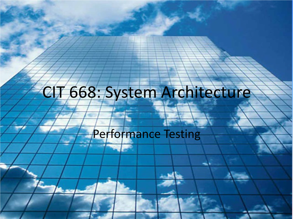 Performance Testing Topics