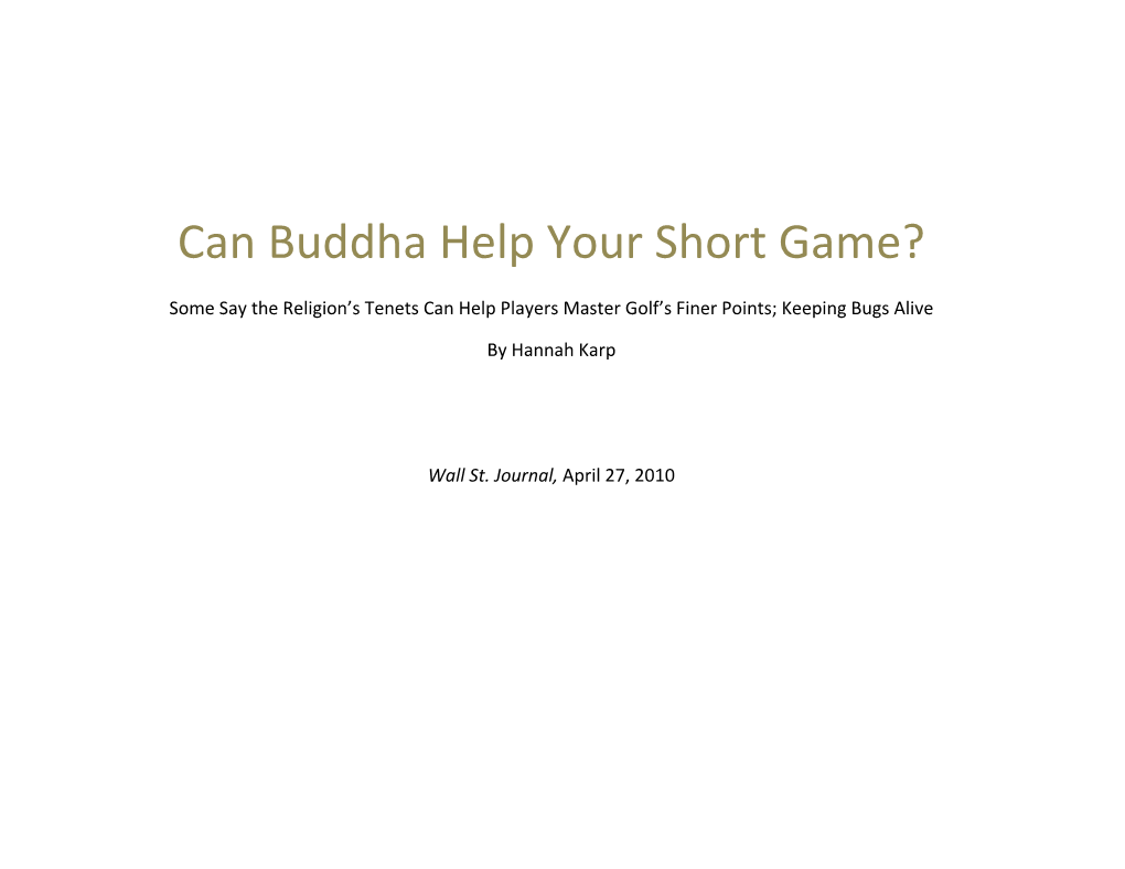 Can Buddha Help Your Short Game?
