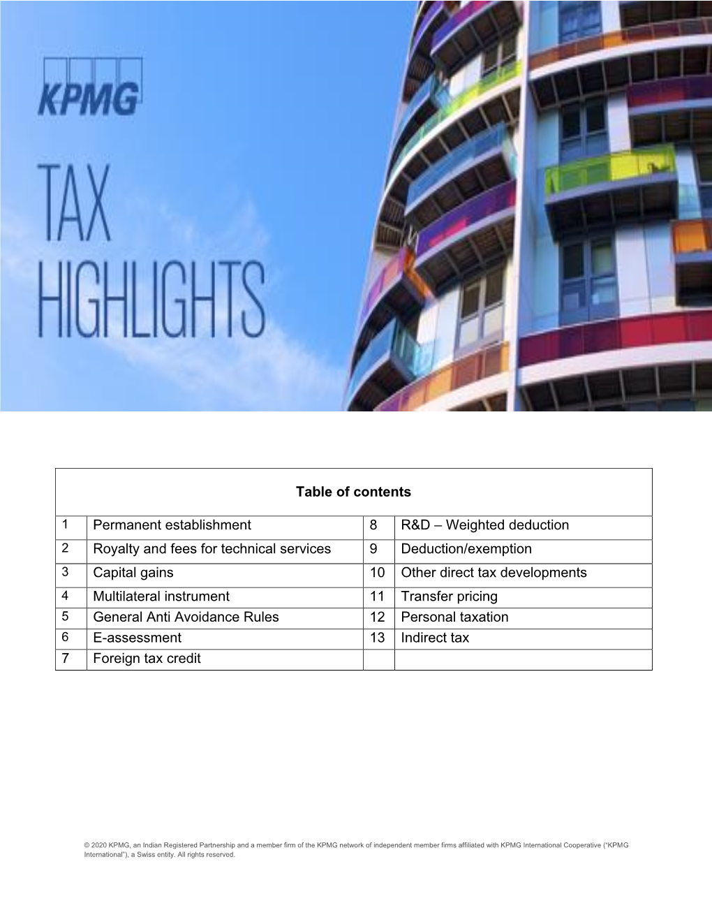 KPMG Tax Highlights
