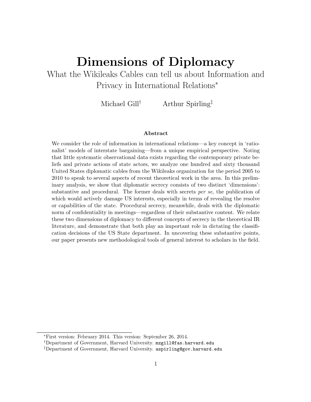 Dimensions of Diplomacy: What The