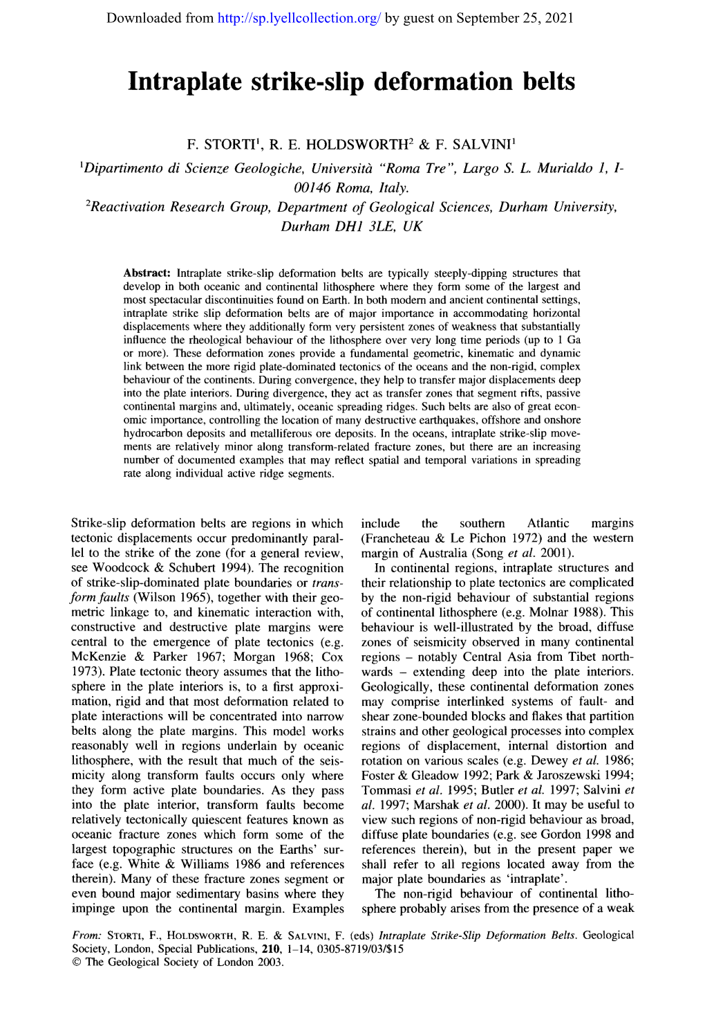 Intraplate Strike-Slip Deformation Belts