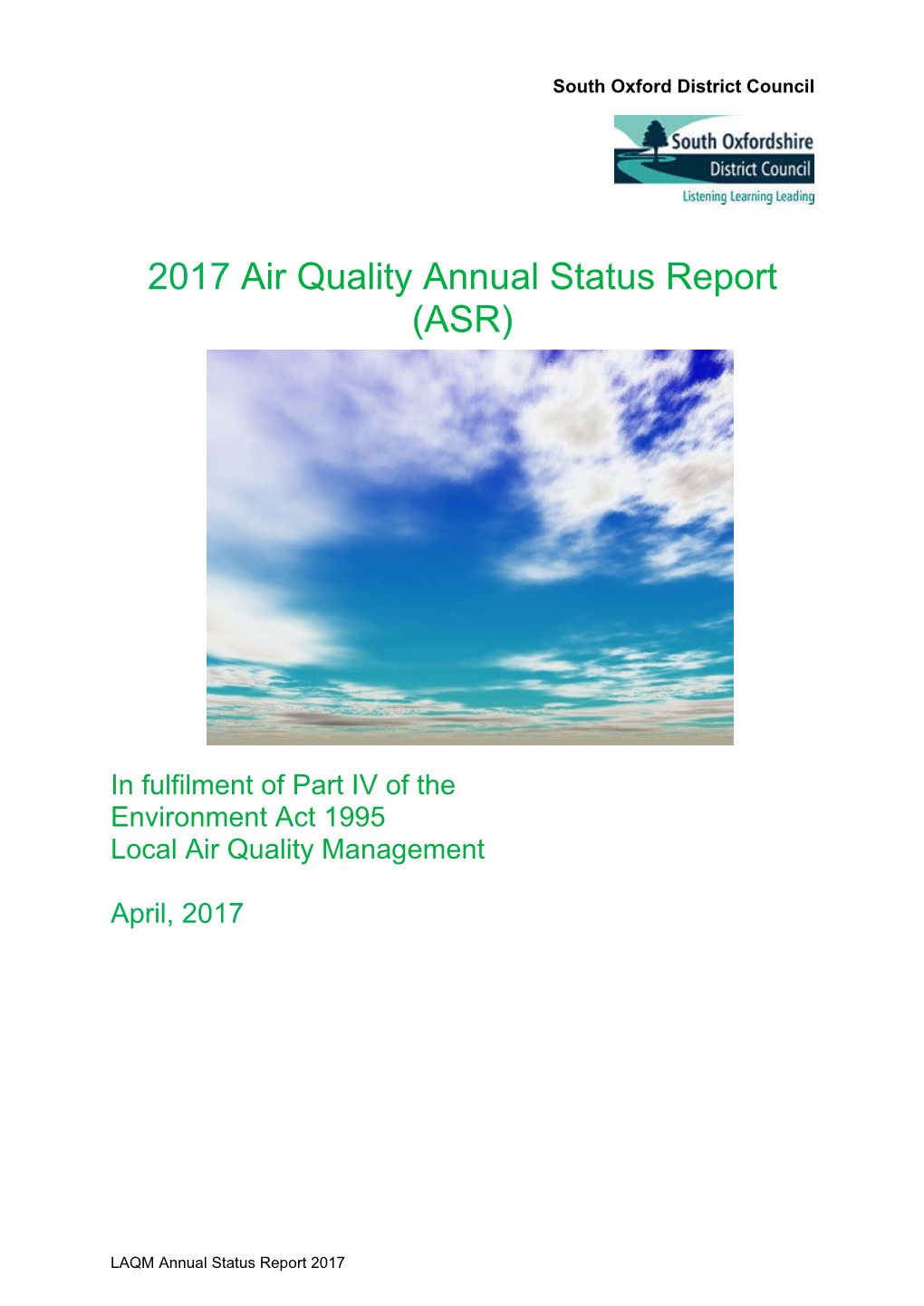 2017 Air Quality Annual Status Report (ASR)