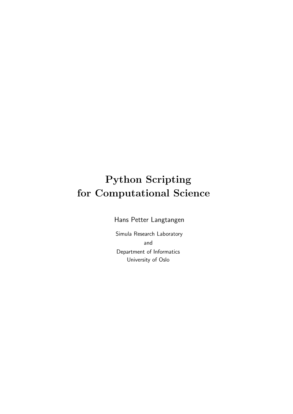 Python Scripting for Computational Science