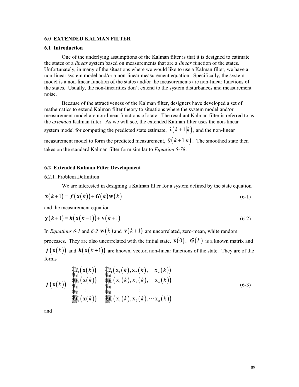 6.0 Extended Kalman Filter