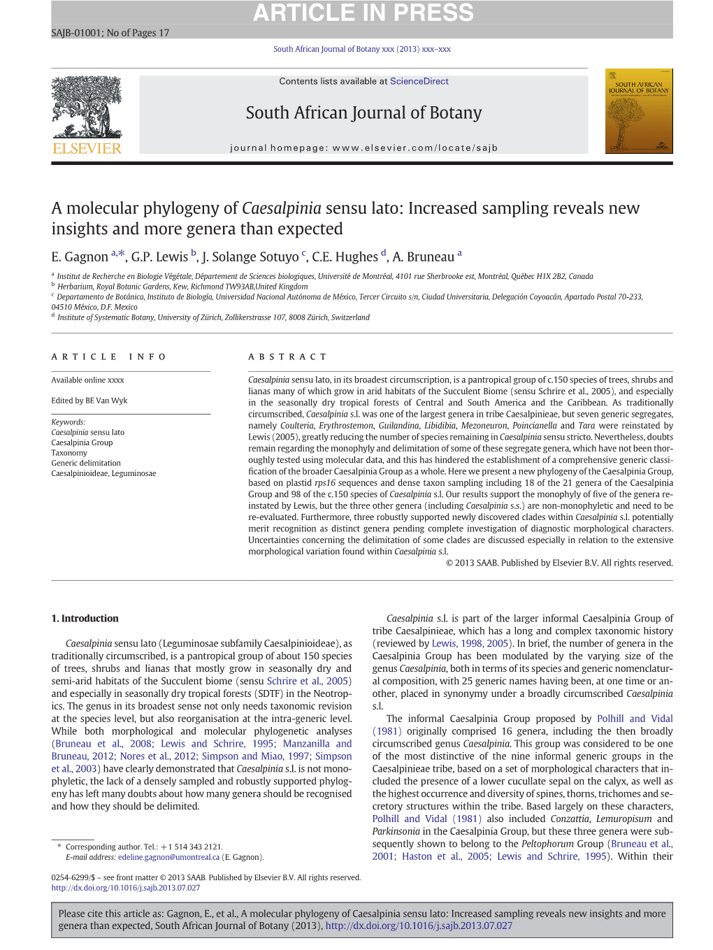 A Molecular Phylogeny of Caesalpinia Sensu Lato: Increased Sampling Reveals New Insights and More Genera Than Expected