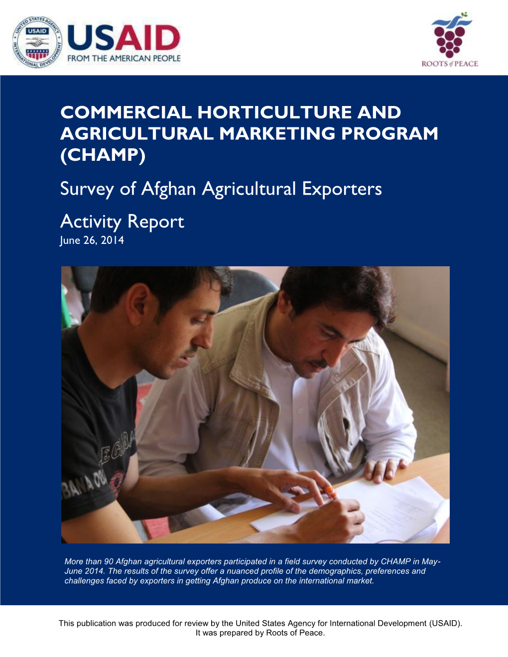 Survey of Afghan Agricultural Exporters Activity Report