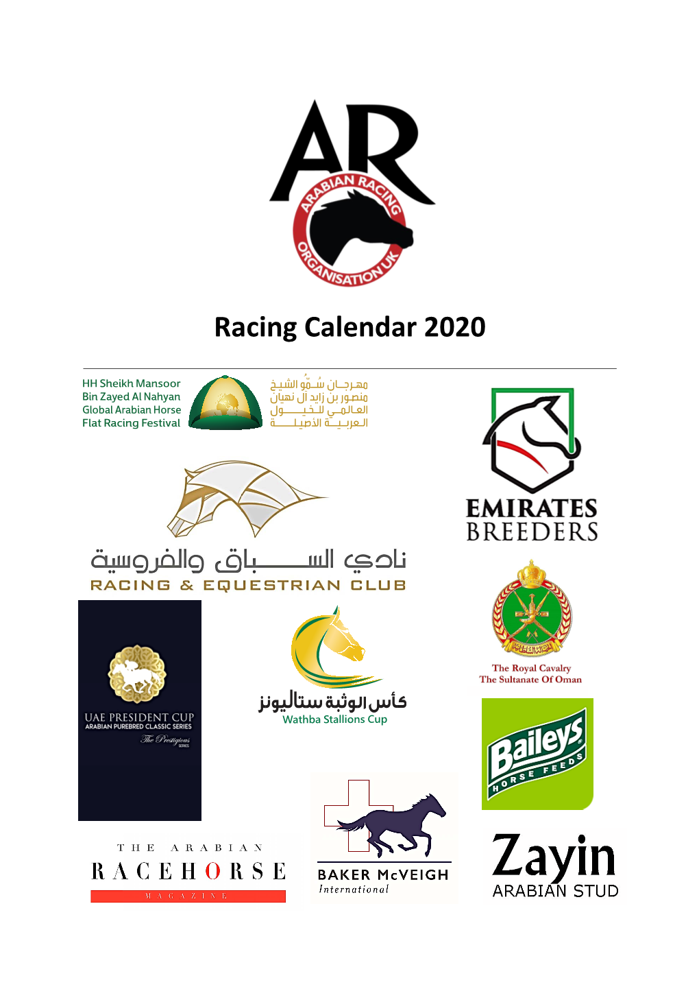 Racing Calendar 2020