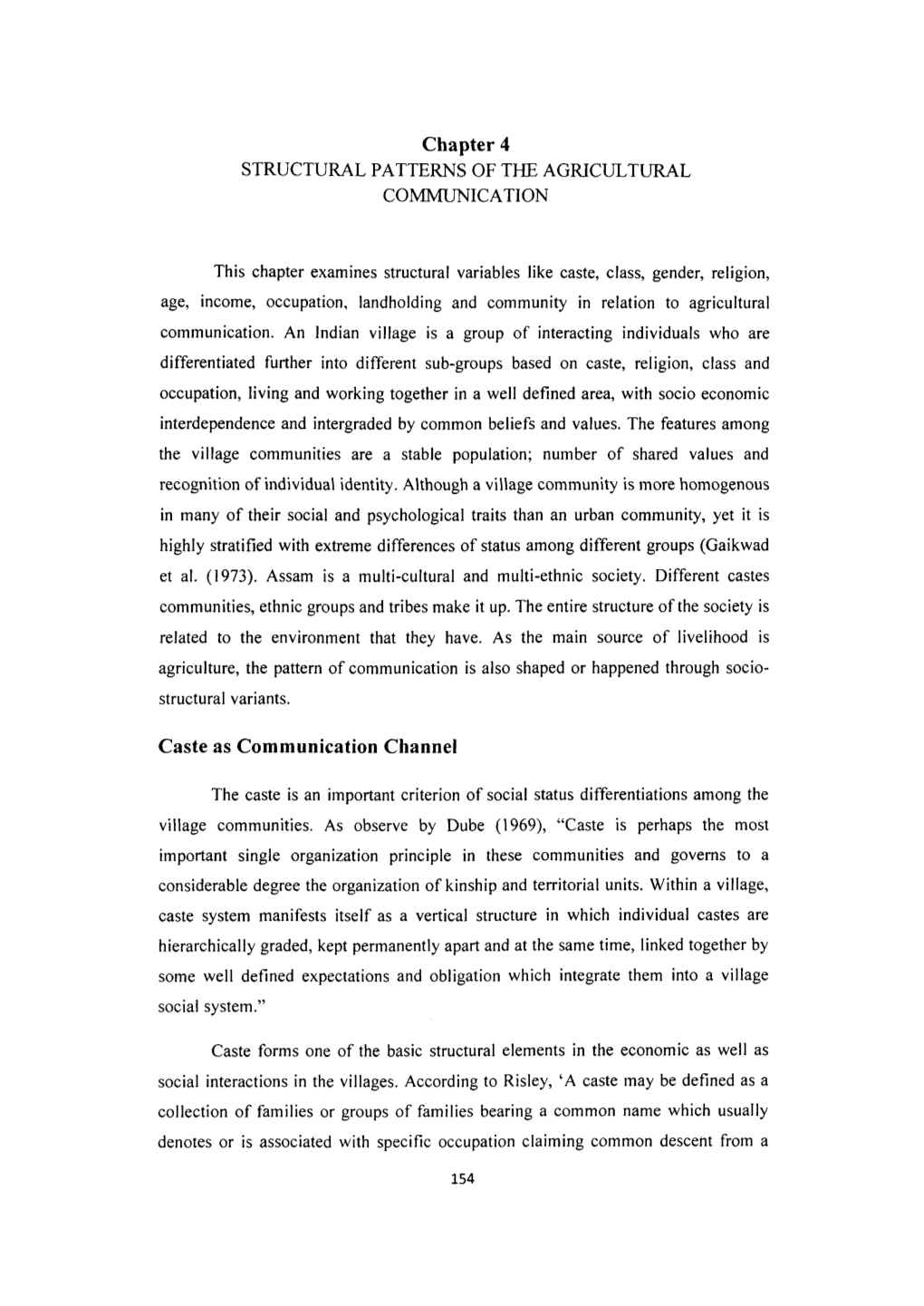 Chapter 4 STRUCTURAL PATTERNS of the AGRICULTURAL COMMUNICATION