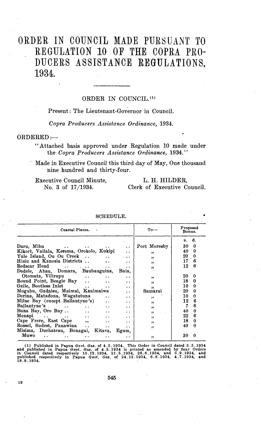 Ducers Assistance Regulations, 1934