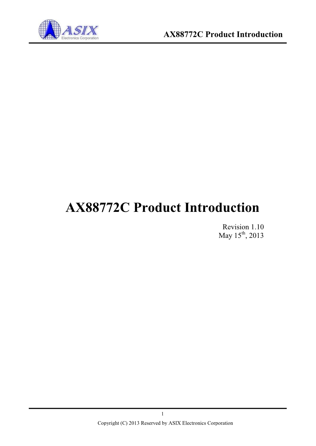 AX88772C Product Introduction