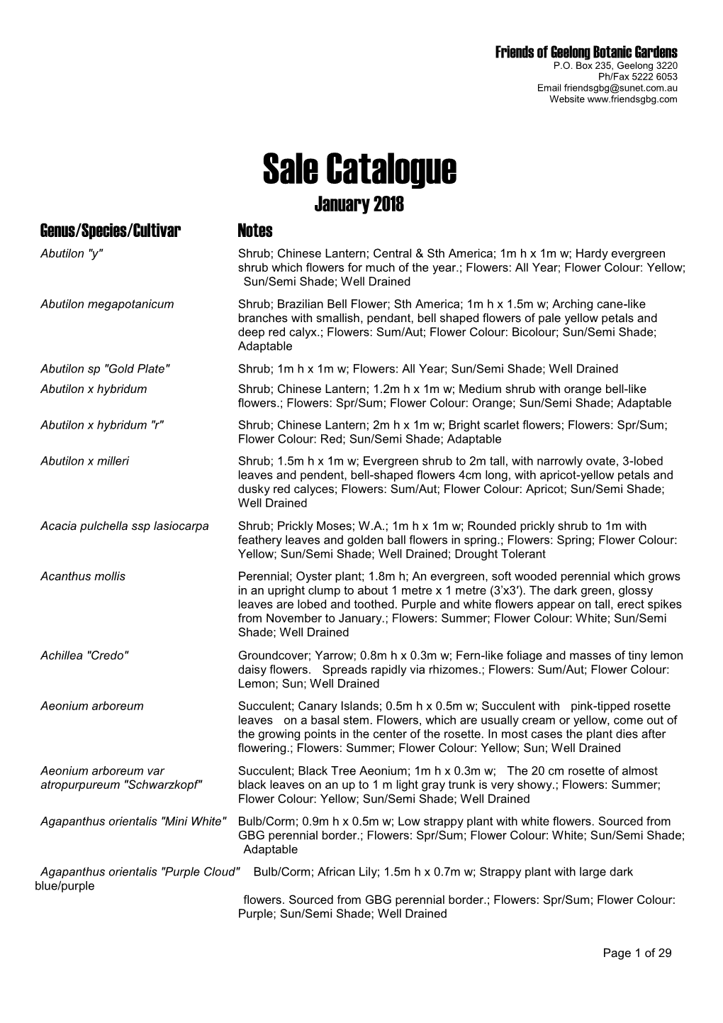 Sale Catalogue