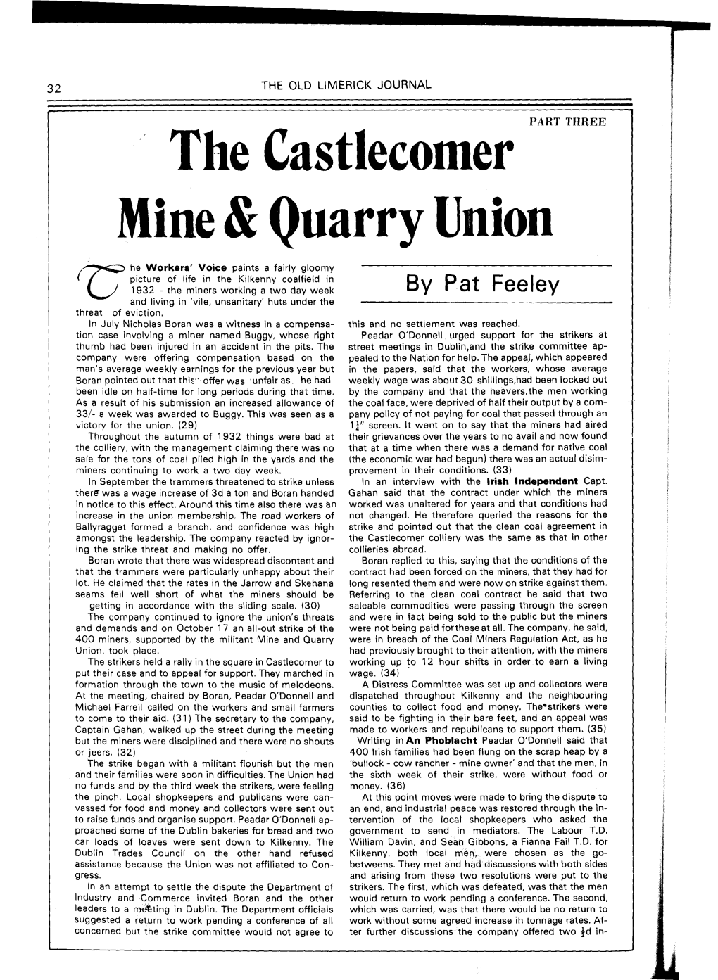 The Castlecomer Mine & Quarry Union Part 3 by Pat Feeley