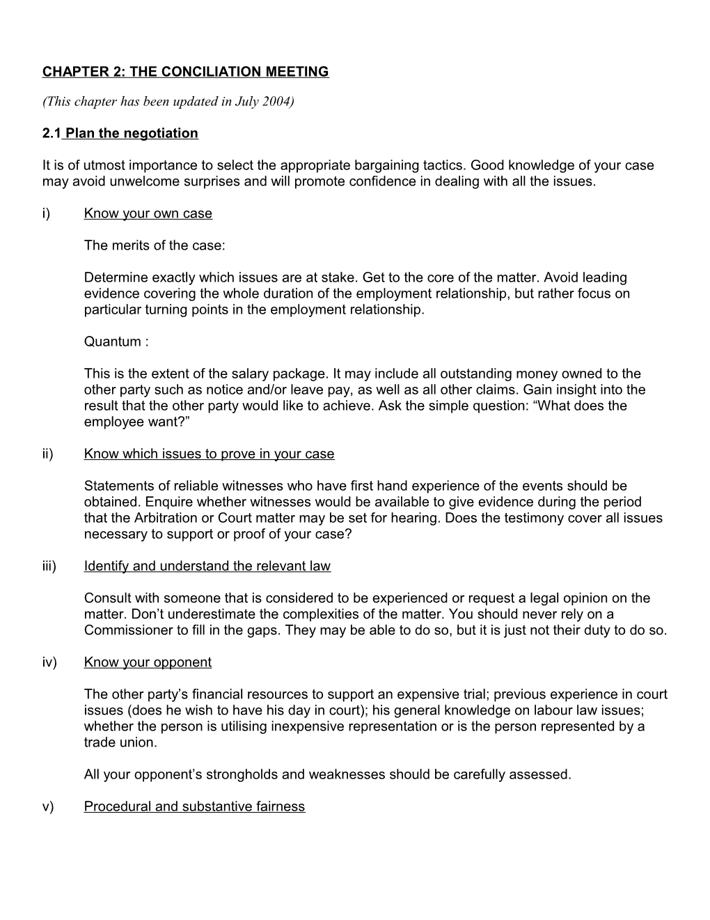 Chapter 2: the Conciliation Meeting