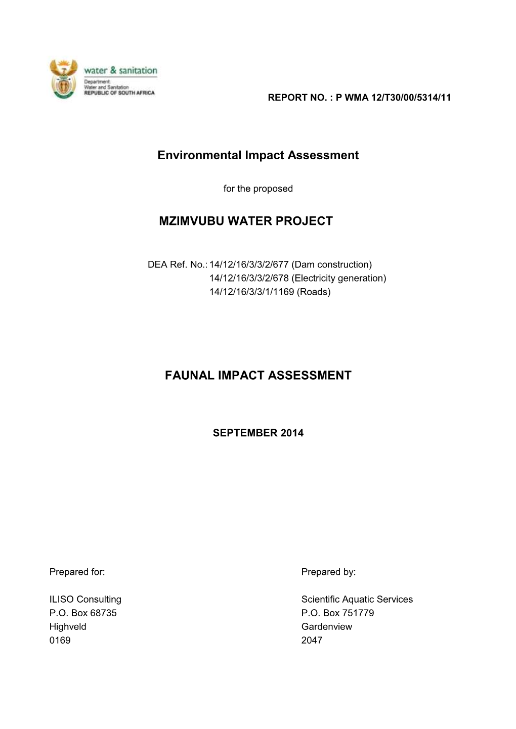 Draft Faunal Impact Assessment