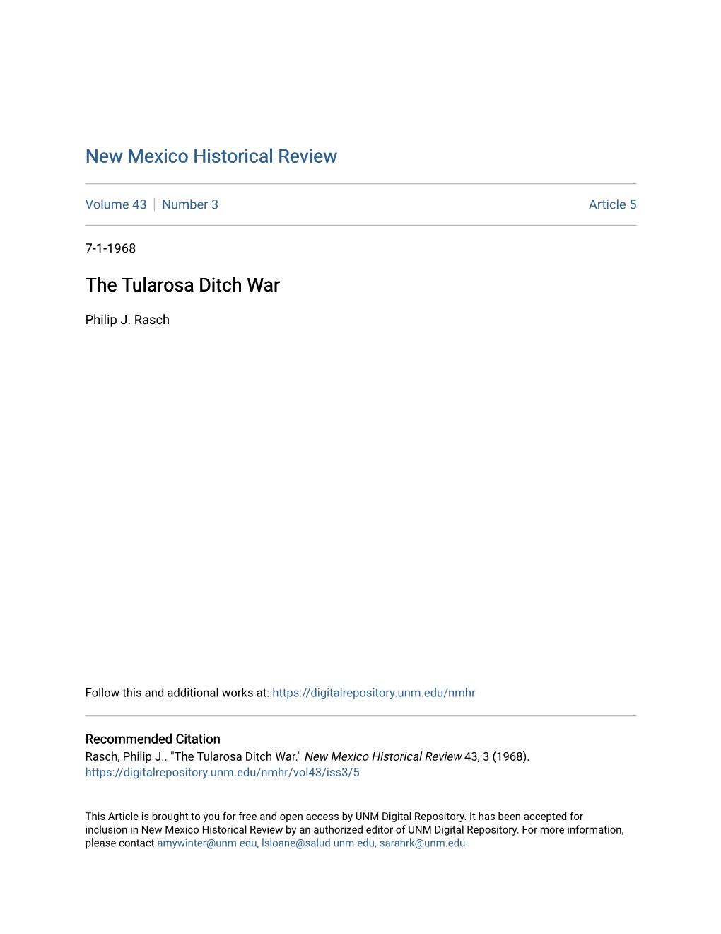 The Tularosa Ditch War