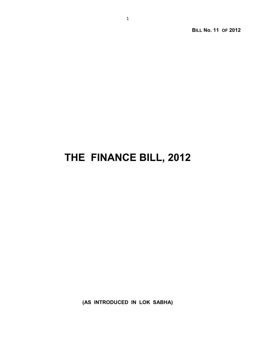 The Finance Bill, 2012