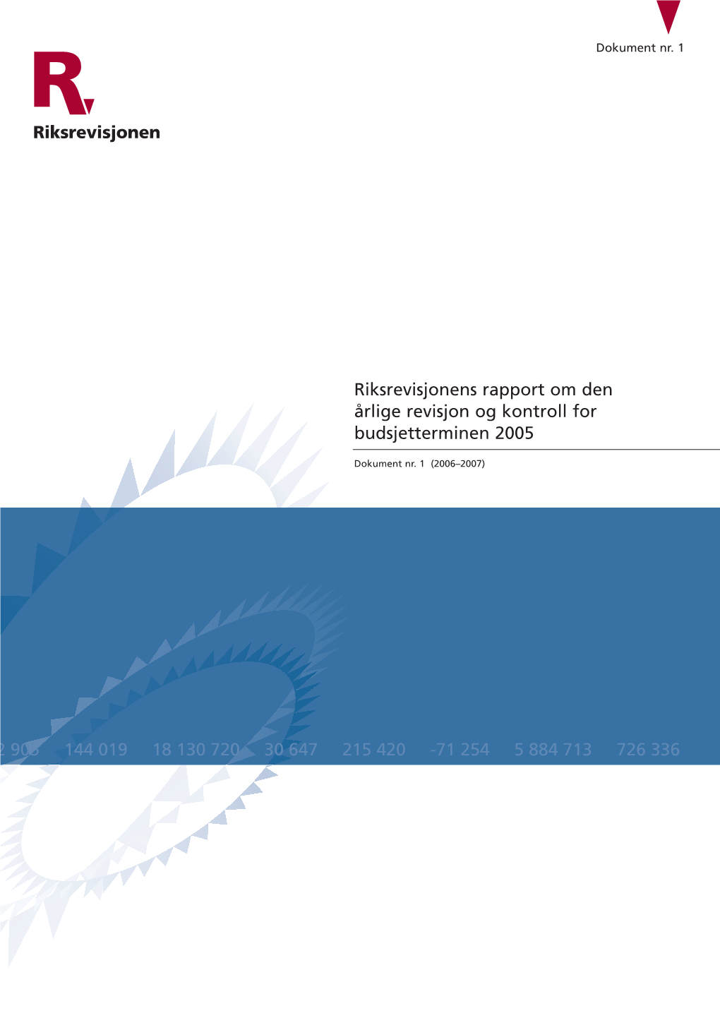 Riksrevisjonens Rapport Om Den Årlige Revisjon Og Kontroll for Budsjetterminen 2005
