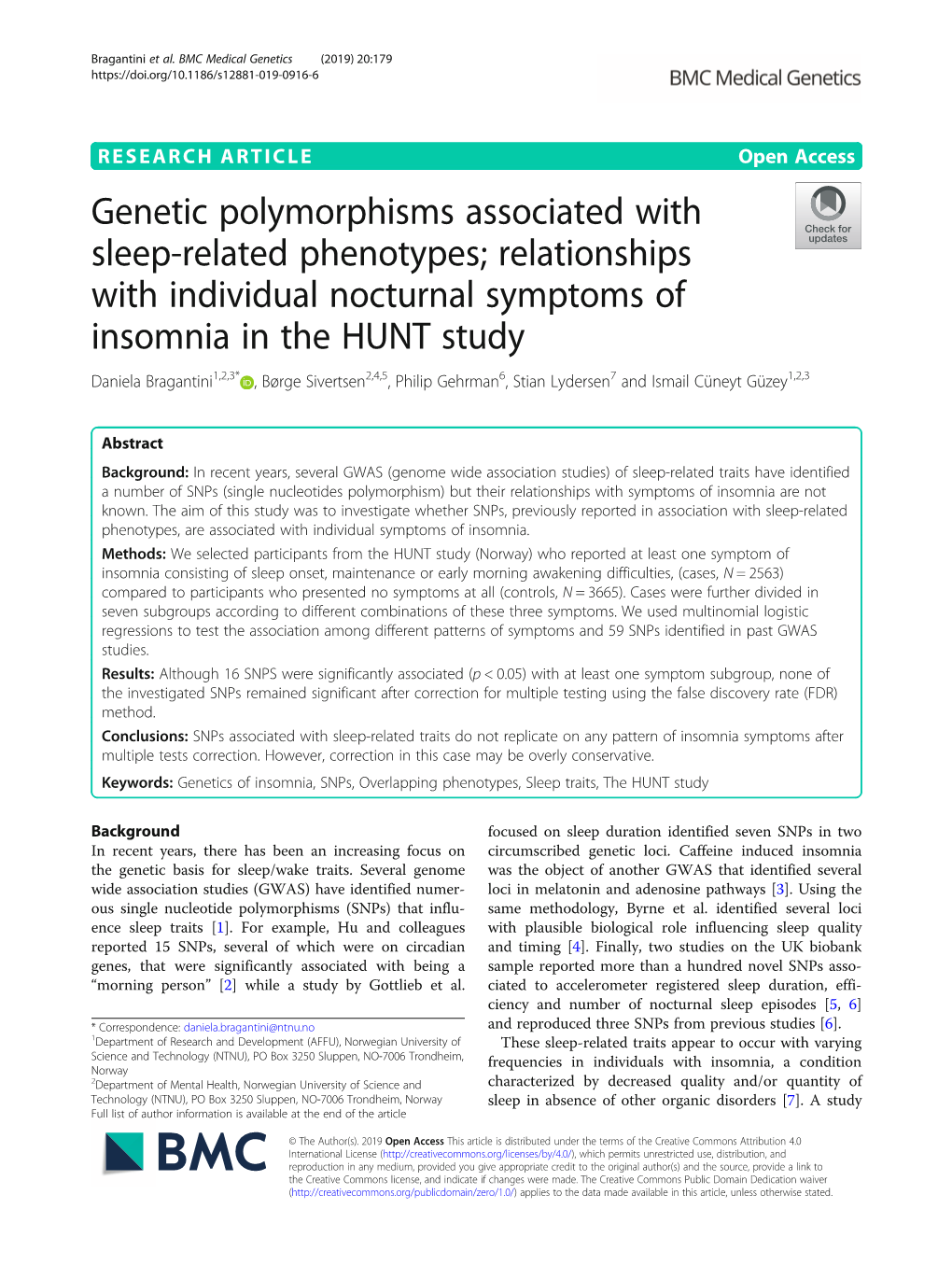 Relationships with Individual Nocturnal Symptoms of Insomnia In