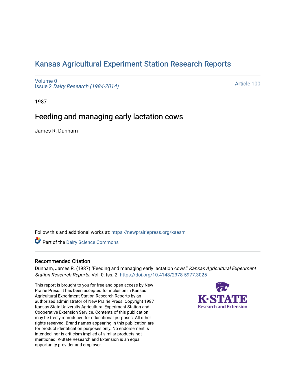 Feeding and Managing Early Lactation Cows