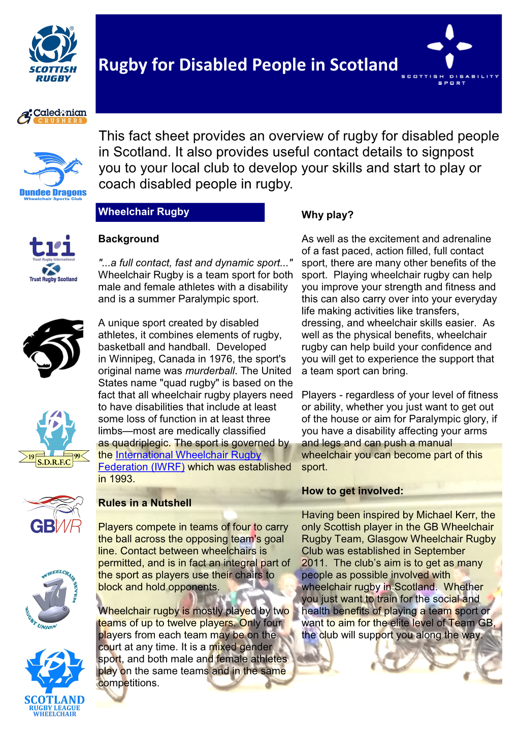 Rugby for Disabled People in Scotland