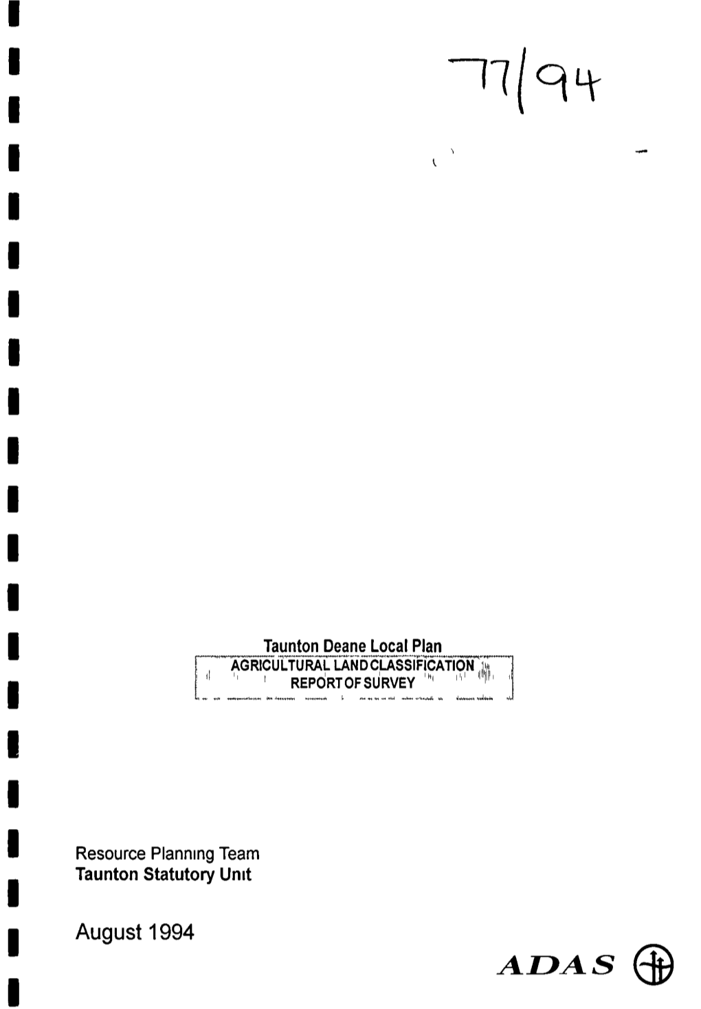 Adas ® Taunton Deane Local Plan Agricultural Land Classification