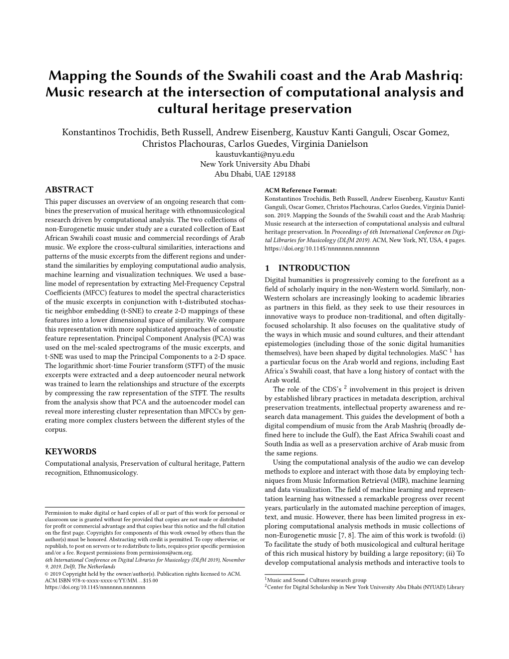 Mapping the Sounds of the Swahili Coast and the Arab Mashriq: Music Research at the Intersection of Computational Analysis and Cultural Heritage Preservation